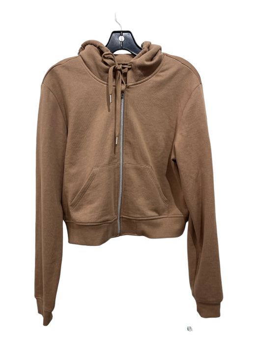 Alo Size S/M Tan Cotton Zip Up Hood Kangaroo Pocket Sweatshirt Tan / S/M