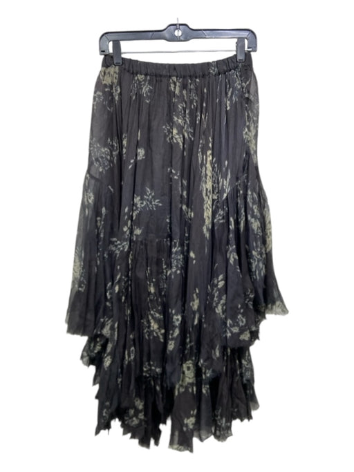 FP One Size S Black Modal Elastic Waist Floral Print Skirt Black / S