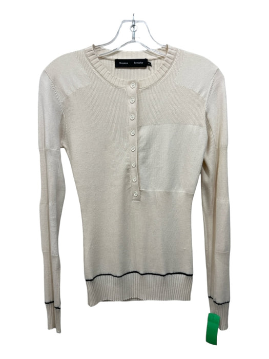 Proenza Schouler Size S/M Cream & Black Cotton Blend Knit Button Detail Top Cream & Black / S/M