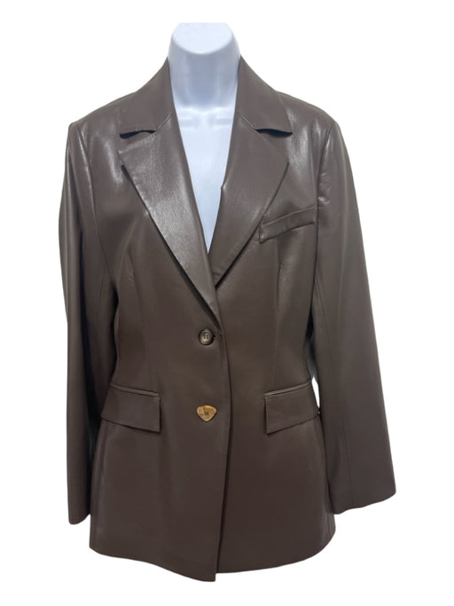 Nanushka Size M Brown Polyester & Polyurethane 2 Buttons Blazer Jacket Brown / M