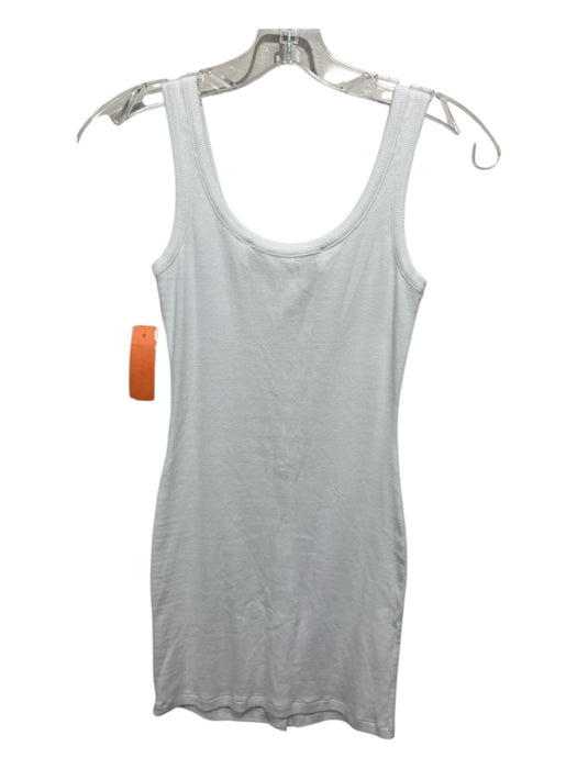 Off White Size XS/S White Cotton Ribbed Sleeveless Button Front Tank Dress Dress White / XS/S