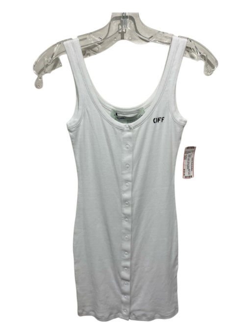 Off White Size XS/S White Cotton Ribbed Sleeveless Button Front Tank Dress Dress White / XS/S