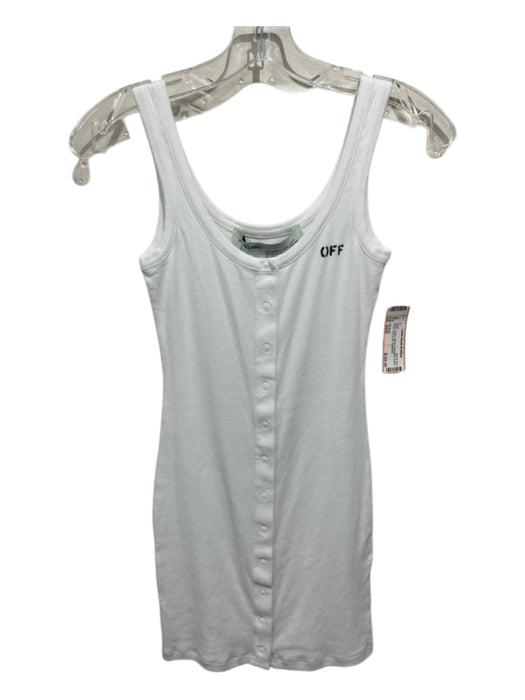 Off White Size XS/S White Cotton Ribbed Sleeveless Button Front Tank Dress Dress White / XS/S