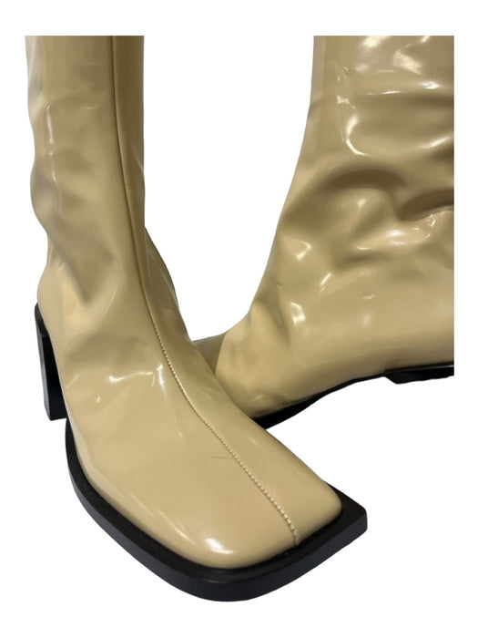 Jil Sander Shoe Size 38.5 Beige Patent Leather Block Heel Side Zip Boots Beige / 38.5