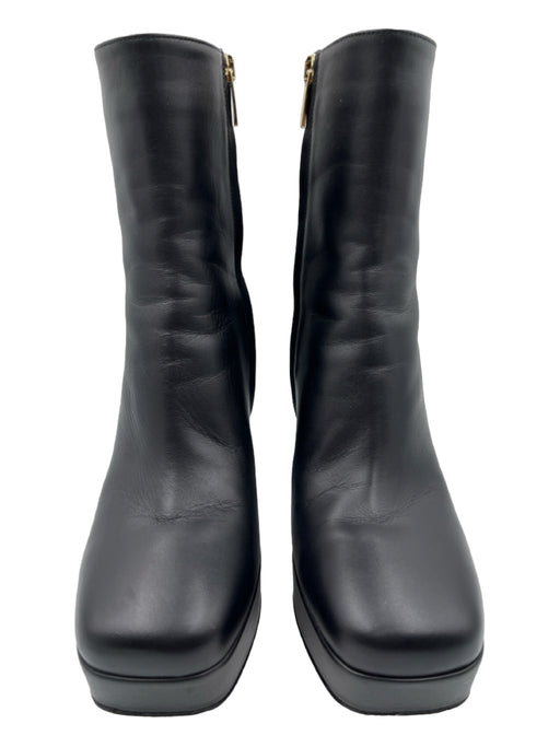 Gianvito Rossi Shoe Size 38 Black & Amber Leather Platform Block Heel Boots Black & Amber / 38