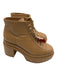 Cult Gaia Shoe Size 38 Biege Leather Platform Block Heel Lace Up Nubuck Boots Biege / 38