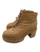 Cult Gaia Shoe Size 38 Biege Leather Platform Block Heel Lace Up Nubuck Boots Biege / 38