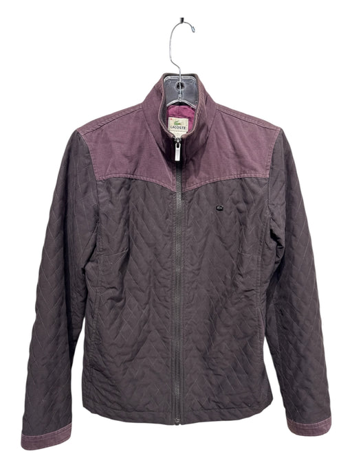 Lacoste Size 36 Cranberry Polyester Quilted Canvas Trim Jacket Cranberry / 36