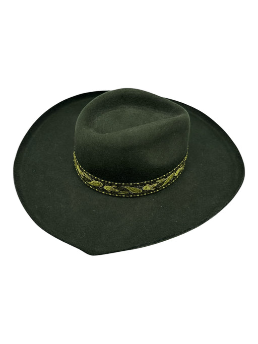 Lack of Color Green Wool Paisley Embroidery Brim Hat Green / M