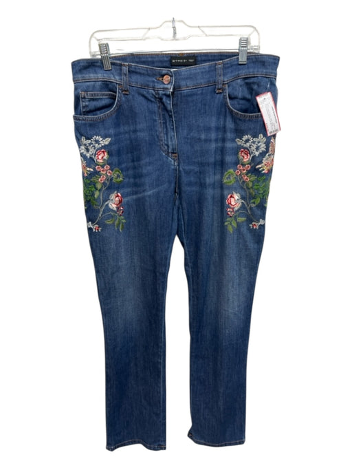 Etro Size 31 Medium Wash & Multi Cotton Denim Floral Embroidered Mid Rise Jeans Medium Wash & Multi / 31