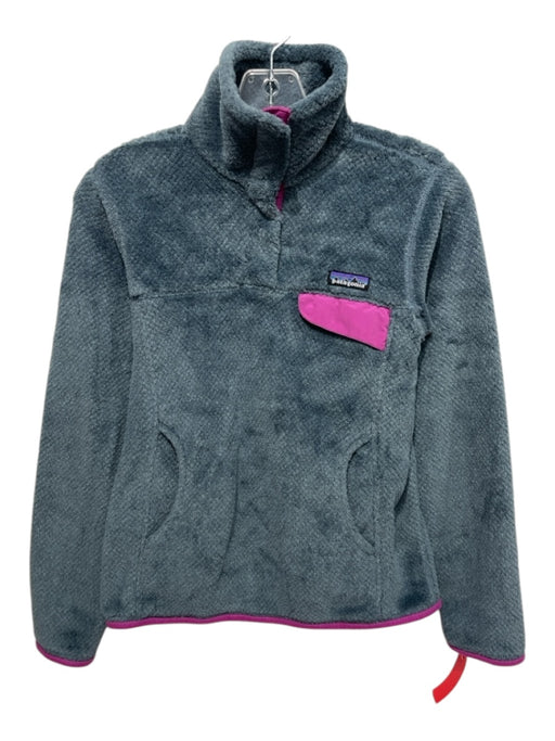 Patagonia Size XS Teal & Purple Polyester Quarter Button Pockets Sweater Teal & Purple / XS