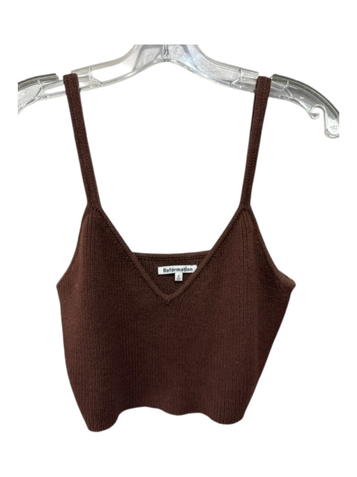 Reformation Size S Brown Cotton Sleeveless Ribbed Top Brown / S