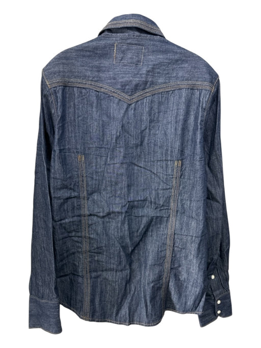 True Religion Size M Blue & Brown Cotton Jean Men's Long Sleeve Shirt Blue & Brown / M