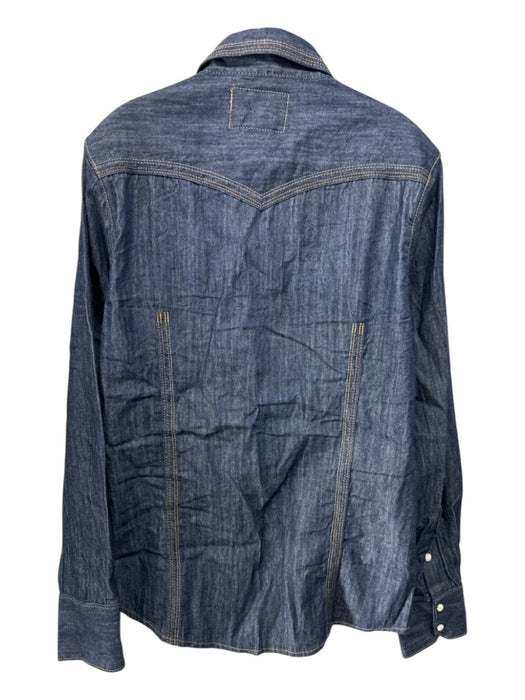 True Religion Size M Blue & Brown Cotton Jean Men's Long Sleeve Shirt Blue & Brown / M