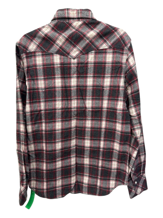 True Religion Size L Red & Multi Cotton Plaid Men's Long Sleeve Shirt Red & Multi / L