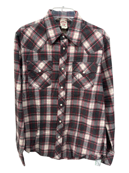 True Religion Size L Red & Multi Cotton Plaid Men's Long Sleeve Shirt Red & Multi / L