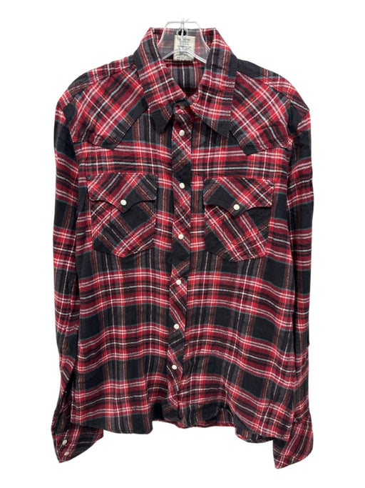 True Religion Size M Red & Multi Cotton Plaid Men's Long Sleeve Shirt Red & Multi / M