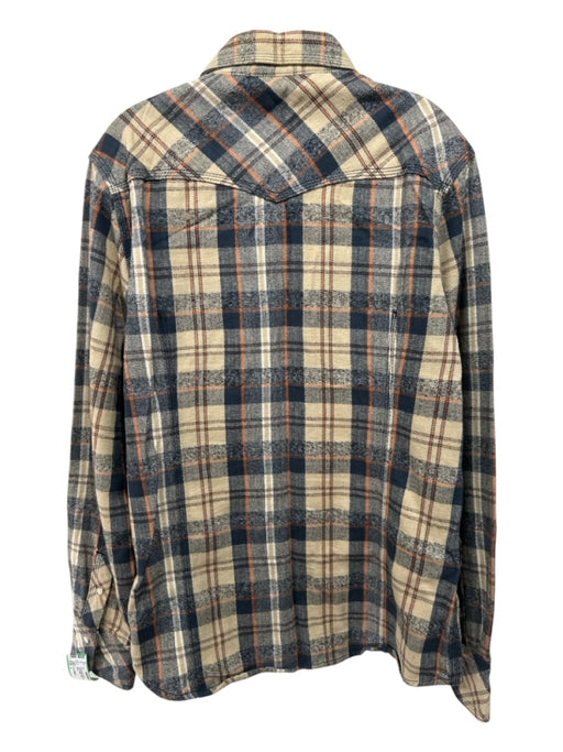 True Religion Size L Tan & Multi Cotton Plaid Men's Long Sleeve Shirt Tan & Multi / L