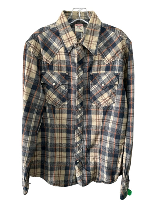 True Religion Size L Tan & Multi Cotton Plaid Men's Long Sleeve Shirt Tan & Multi / L