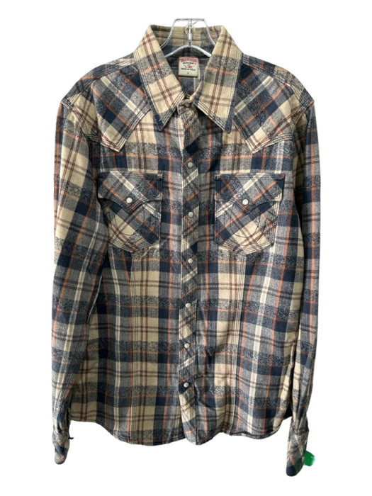True Religion Size L Tan & Multi Cotton Plaid Men's Long Sleeve Shirt Tan & Multi / L