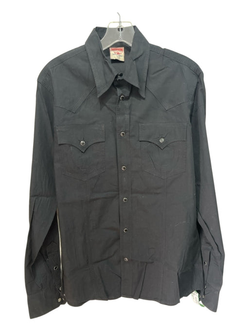 True Religion Size M Black Cotton Solid Men's Long Sleeve Shirt Black / M