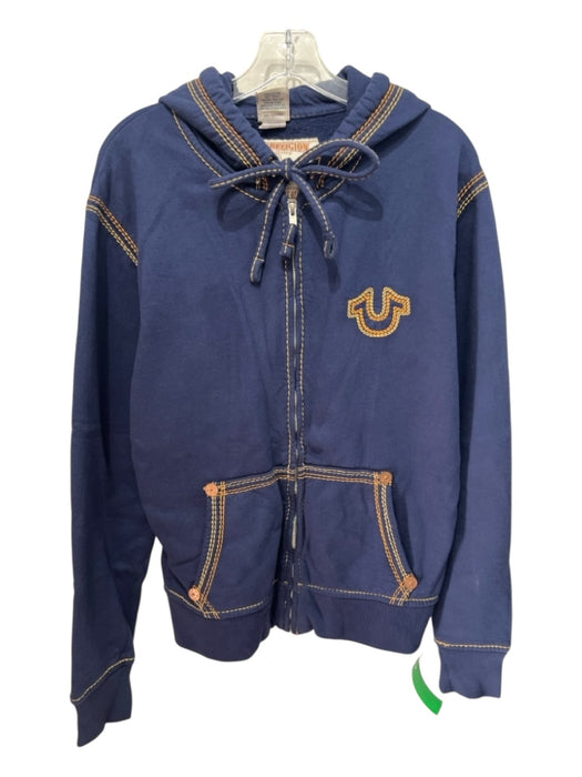 True Religion Size L Blue & Brown Cotton Hoodie Men's Jacket Blue & Brown / L