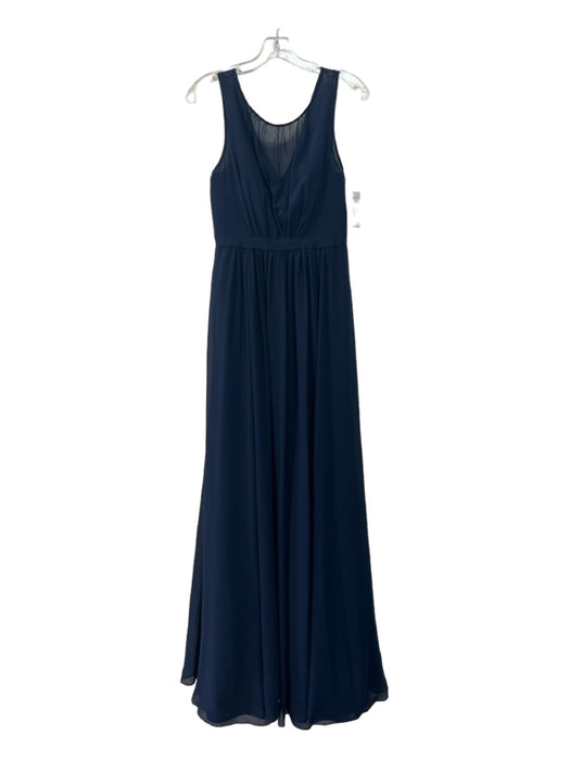 Jenny Yoo Size 4 Navy Polyester Sheer Overlay Sleeveless Back Zip Gown Navy / 4