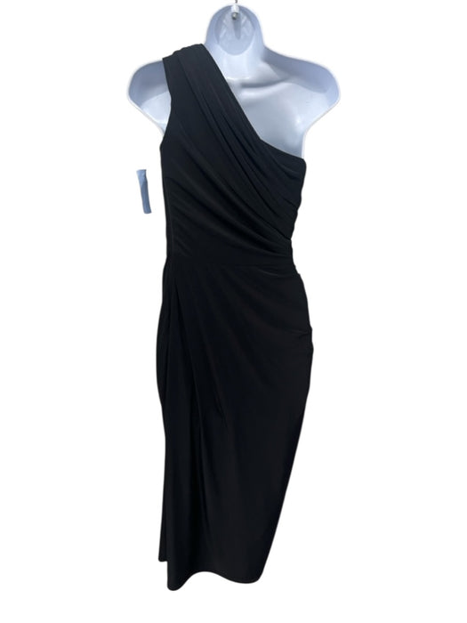 Tadashi Shoji Size S Black Polyester Blend One Shoulder Draped Gathered Dress Black / S
