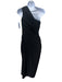 Tadashi Shoji Size S Black Polyester Blend One Shoulder Draped Gathered Dress Black / S