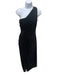 Tadashi Shoji Size S Black Polyester Blend One Shoulder Draped Gathered Dress Black / S