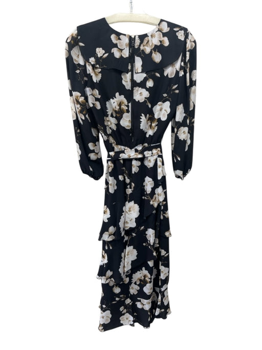 Alice + Olivia Size 2 Black & White Polyester Floral Long Balloon Sleeve Dress Black & White / 2