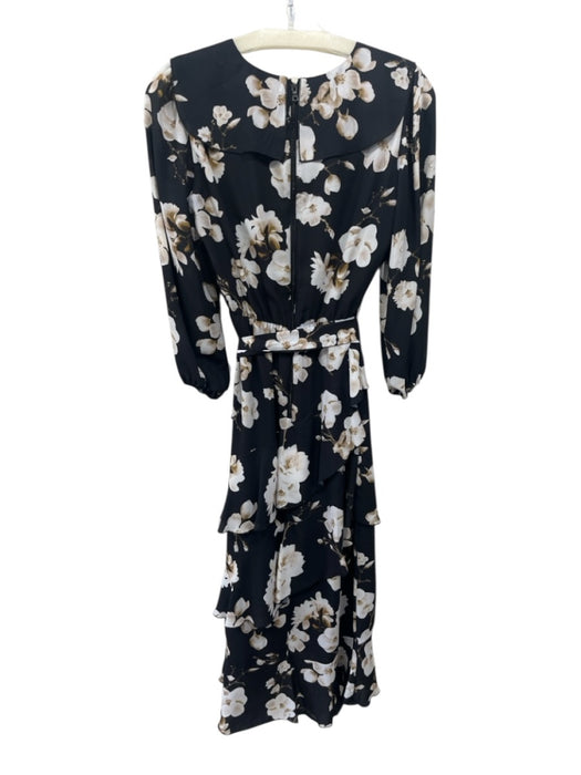 Alice + Olivia Size 2 Black & White Polyester Floral Long Balloon Sleeve Dress Black & White / 2
