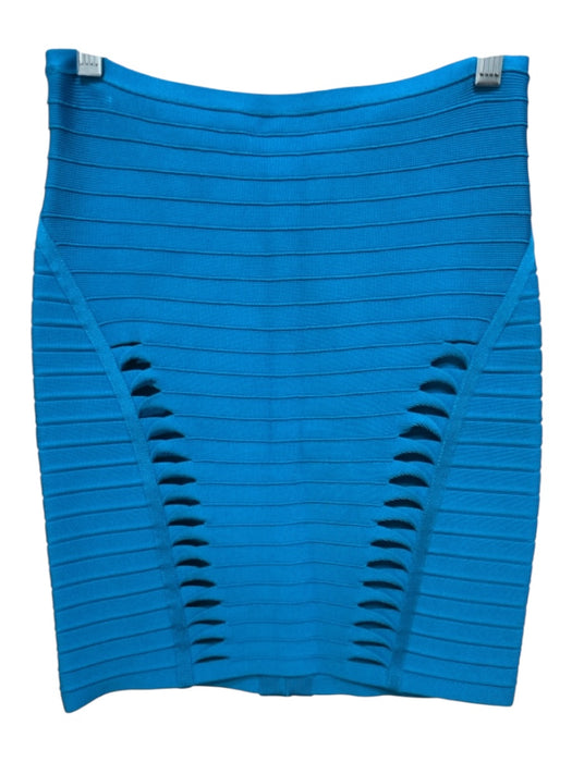 Herve Leger Size XS Electric Blue Rayon & Nylon Bandage Cut Outs Back Zip Skirt Electric Blue / XS
