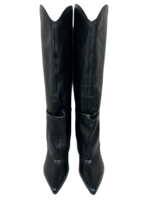 Marc Fisher Shoe Size 5.5 Black Leather Upper Pointed Toe Stiletto Shark Boots Black / 5.5