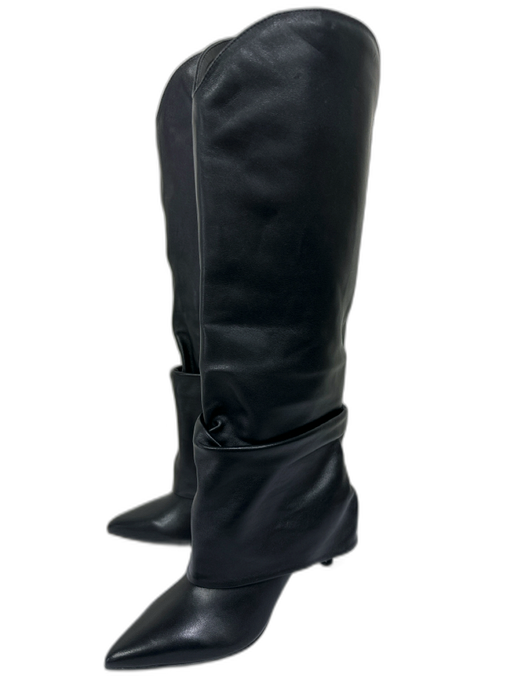 Marc Fisher Shoe Size 5.5 Black Leather Upper Pointed Toe Stiletto Shark Boots Black / 5.5