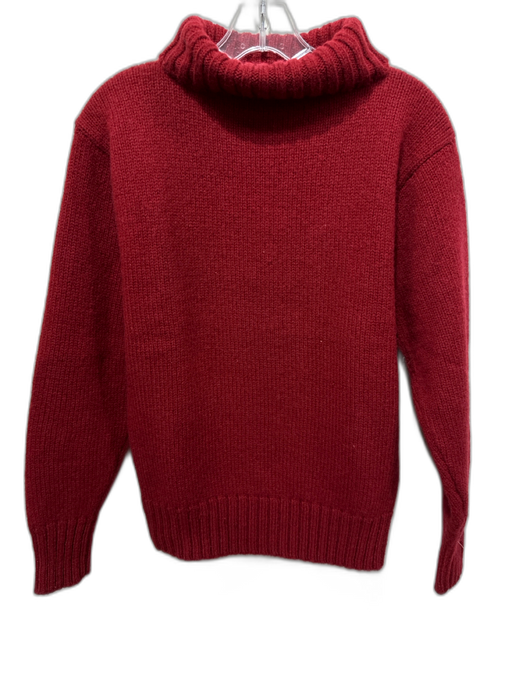 Ralph Lauren Blue Size M Dark Red Wool Turtleneck Rib Knit Sweater Dark Red / M
