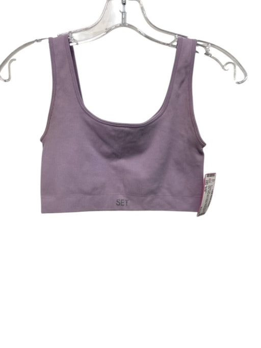 Set Active Size S/M Lilac Purple Nylon Blend Ribbed Square Neck Athletic Set Lilac Purple / S/M