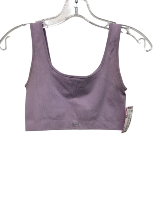 Set Active Size S/M Lilac Purple Nylon Blend Ribbed Square Neck Athletic Set Lilac Purple / S/M