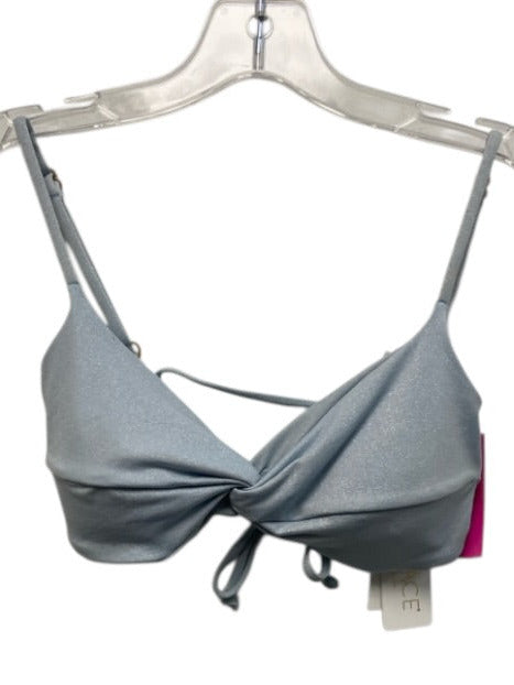 L Space Size S Ice Blue Nylon Blend Shimmer Twist Front Tie Back Bikini Swimsuit Ice Blue / S