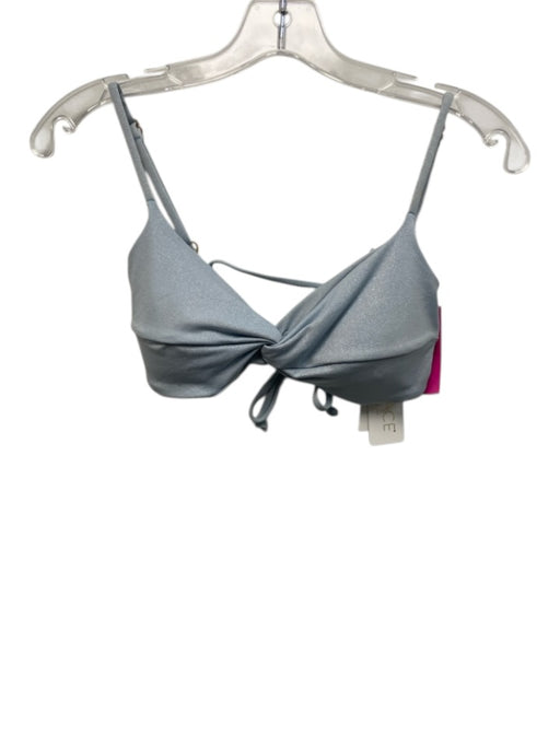 L Space Size S Ice Blue Nylon Blend Shimmer Twist Front Tie Back Bikini Swimsuit Ice Blue / S