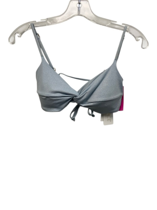 L Space Size S Ice Blue Nylon Blend Shimmer Twist Front Tie Back Bikini Swimsuit Ice Blue / S