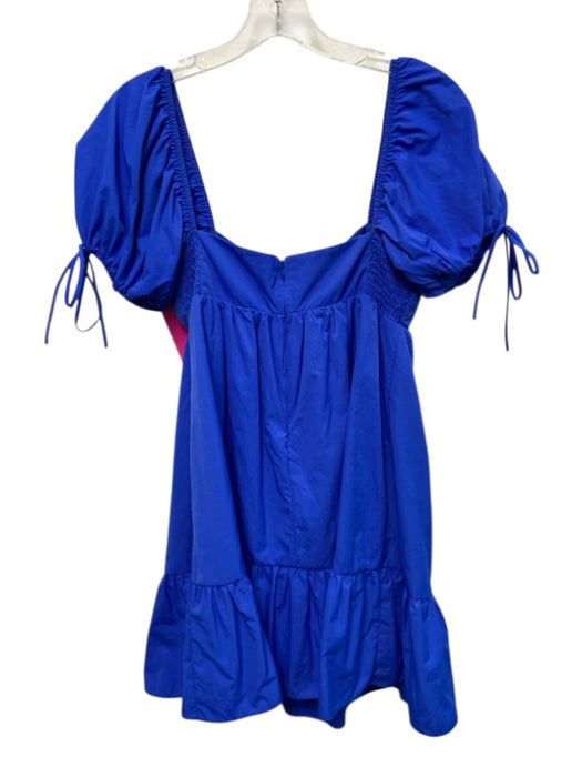 Amanda Uprichard Size S Blue Polyester Short Puff Sleeve Tie Detail Dress Blue / S