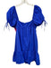 Amanda Uprichard Size S Blue Polyester Short Puff Sleeve Tie Detail Dress Blue / S