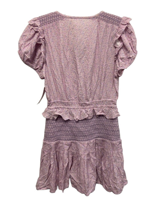 Loveshackfancy Size XS Pink & Purple Rayon Floral Puff Cap Sleeve Dress Pink & Purple / XS
