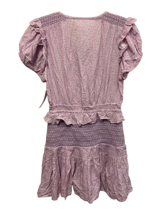 Loveshackfancy Size XS Pink & Purple Rayon Floral Puff Cap Sleeve Dress Pink & Purple / XS