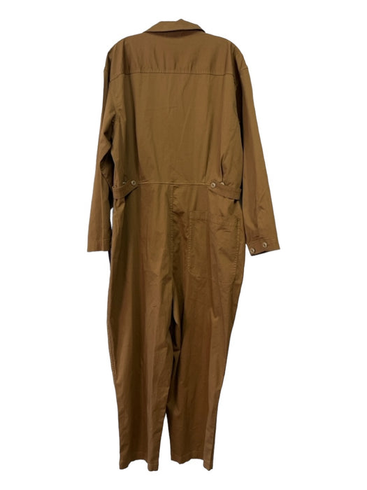 Alex Mill Size XXL Brown Cotton Blend Collared Button Up Long Sleeve Jumpsuit Brown / XXL