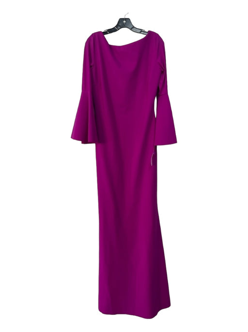 Chiara Boni Size 50/XL Purple Polyamide Blend Low Back Long Flare Sleeve Gown Purple / 50/XL