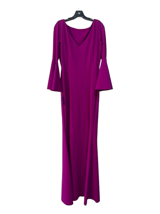 Chiara Boni Size 50/XL Purple Polyamide Blend Low Back Long Flare Sleeve Gown Purple / 50/XL