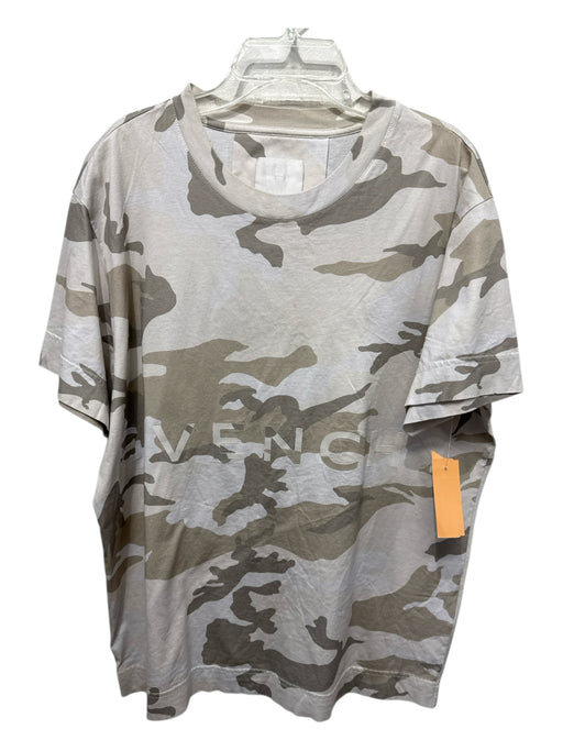 Givenchy Size S Beige & Tan Print Cotton Blend Camo T shirt Crew Short Sleeve Beige & Tan Print / S