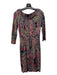 Etro Size 38 Black, Fuchsia & Multi Synthetic 3/4 Sleeve Paisley Darted Dress Black, Fuchsia & Multi / 38